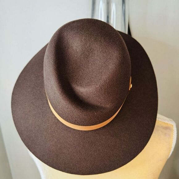 Rag & Bone Zoe Wool Felt Fedora Hat, Spanish Style‎ Pecan Brown, Small, NWT main image 9